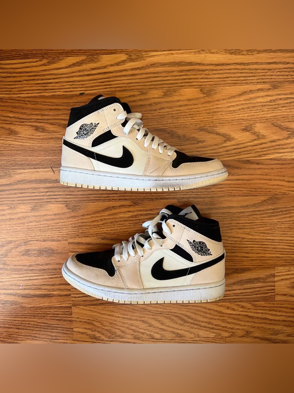 Nike Air Jordan 1 Mid Barely Orange OG Cream and Black Sneakers
